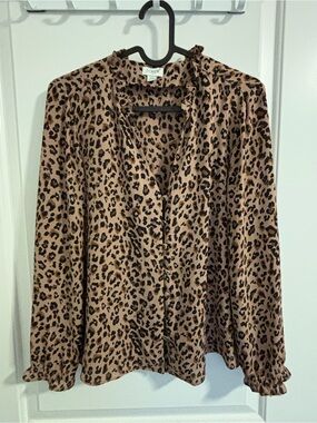 J. Crew Leopard-Print Long Sleeve Blouse
